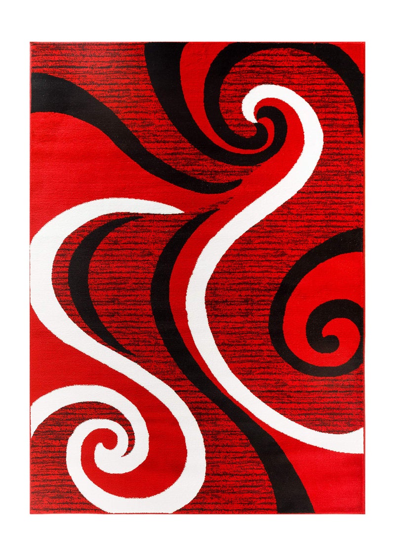 GLORY RUGS Modern Area Rug Swirls Carpet Bedroom Living Room Contemporary Dining Accent Sevilla Collection 4817A (4x6, Red) - Image 2